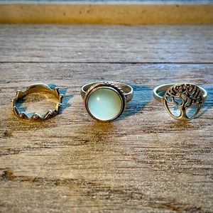 Three Silver Rings, .925, excellent condition